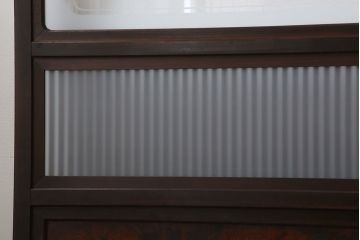 古民具・骨董　裏ガラス付き!ガラス帯のアンティーク格子戸4枚セット