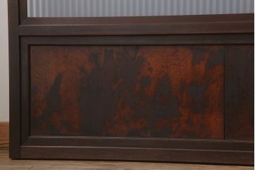 古民具・骨董　裏ガラス付き!ガラス帯のアンティーク格子戸4枚セット