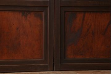 古民具・骨董　裏ガラス付き!ガラス帯のアンティーク格子戸4枚セット