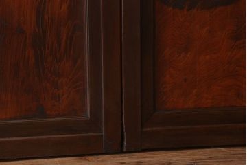 古民具・骨董　裏ガラス付き!ガラス帯のアンティーク格子戸4枚セット