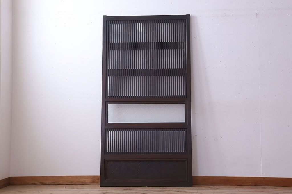 裏ガラス入り!ダイヤガラス帯のアンティーク格子戸