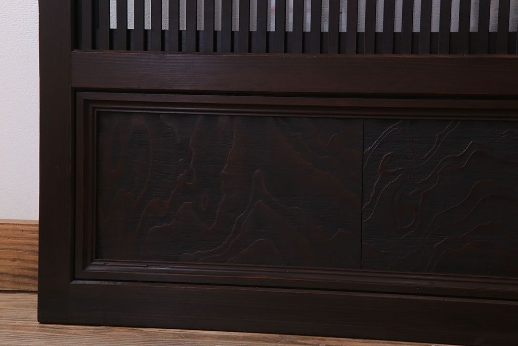 裏ガラス入り!ダイヤガラス帯のアンティーク格子戸