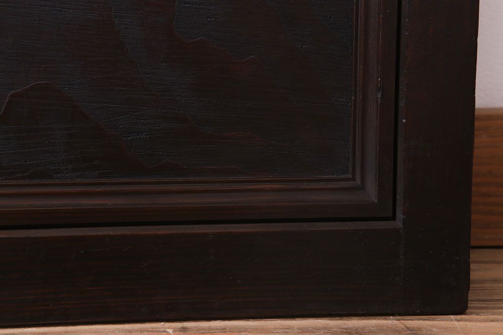 裏ガラス入り!ダイヤガラス帯のアンティーク格子戸