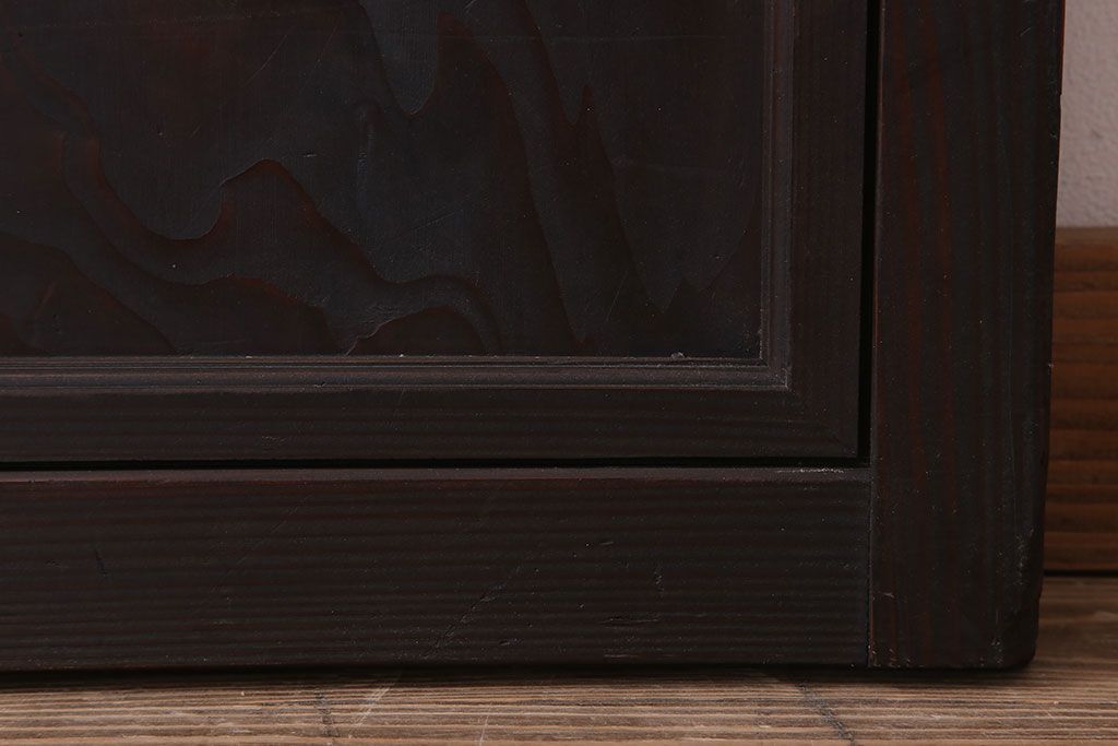 裏ガラス入り!ダイヤガラス帯のアンティーク格子戸