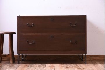 アンティーク家具　鉄脚付き!古い桐箪笥ローボード(1)