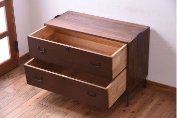 アンティーク家具　鉄脚付き!古い桐箪笥ローボード(1)