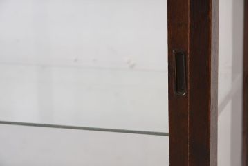 アンティーク家具　大正ロマン　彫刻が美しい古いナラ材のガラスケース