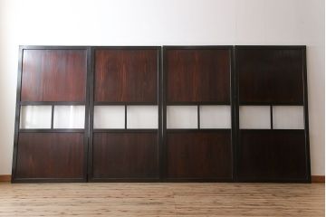 古民具・骨董　アンティークのクリアガラス帯戸4枚セット