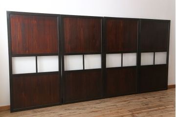 古民具・骨董　アンティークのクリアガラス帯戸4枚セット