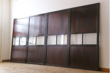 古民具・骨董　アンティークのクリアガラス帯戸4枚セット