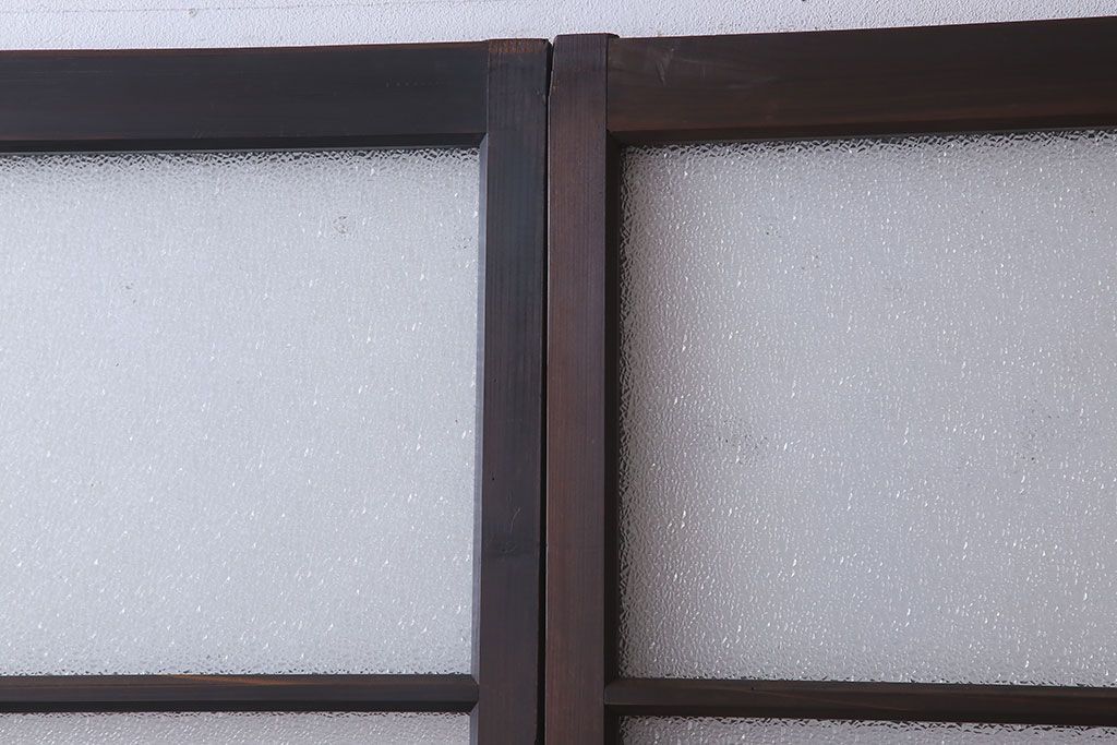 和製アンティーク　レトロな古い木のガラス戸4枚セット