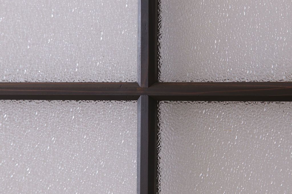 和製アンティーク　レトロな古い木のガラス戸4枚セット