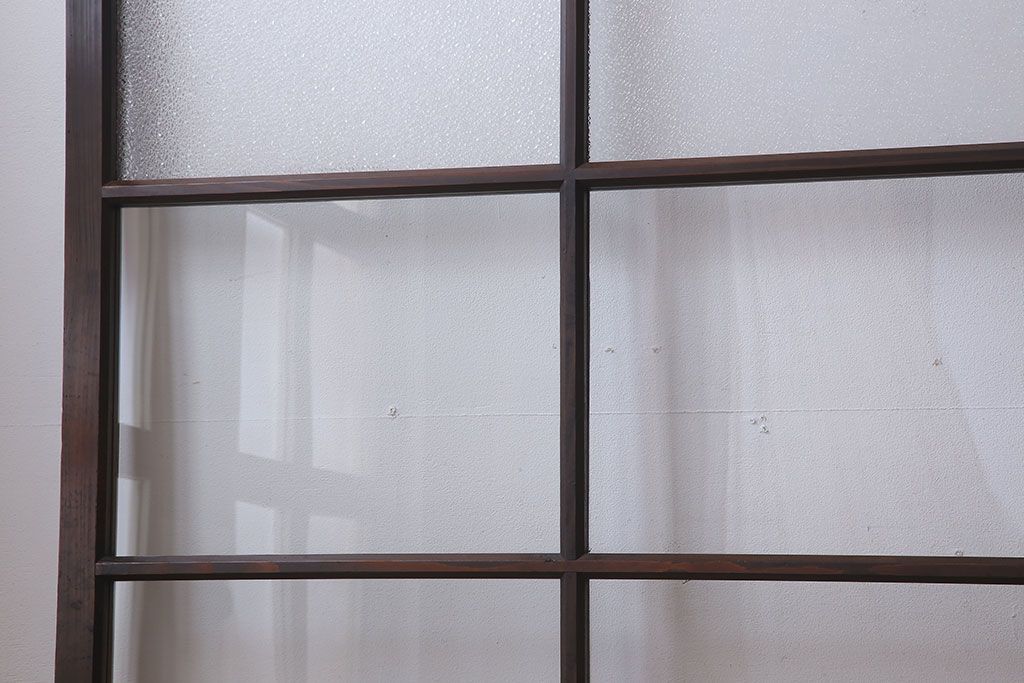 和製アンティーク　レトロな古い木のガラス戸4枚セット