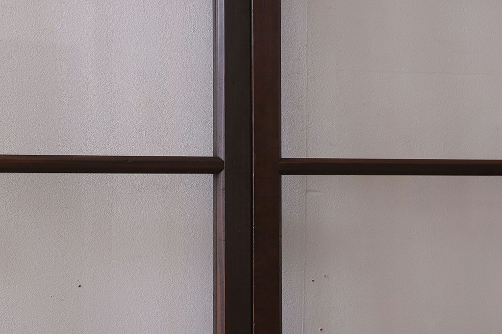 和製アンティーク　レトロな古い木のガラス戸4枚セット