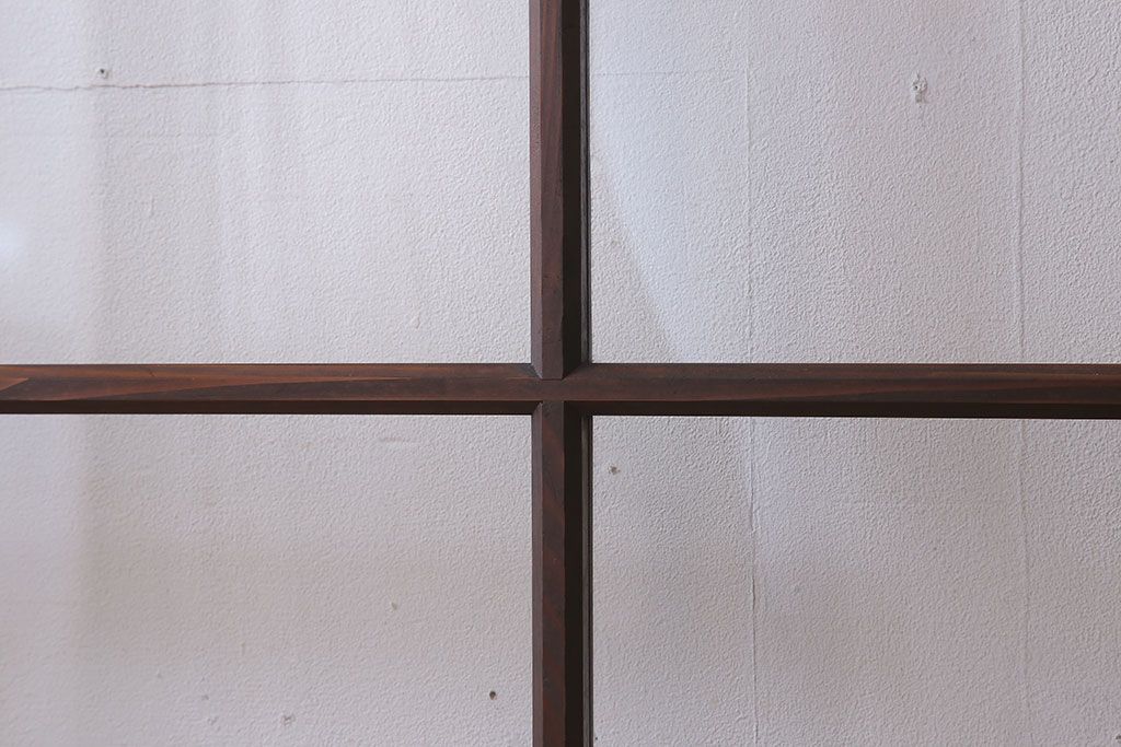 和製アンティーク　レトロな古い木のガラス戸4枚セット