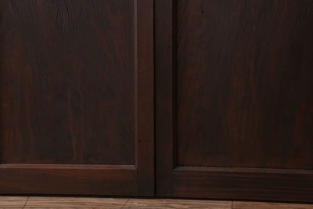 和製アンティーク　レトロな古い木のガラス戸4枚セット