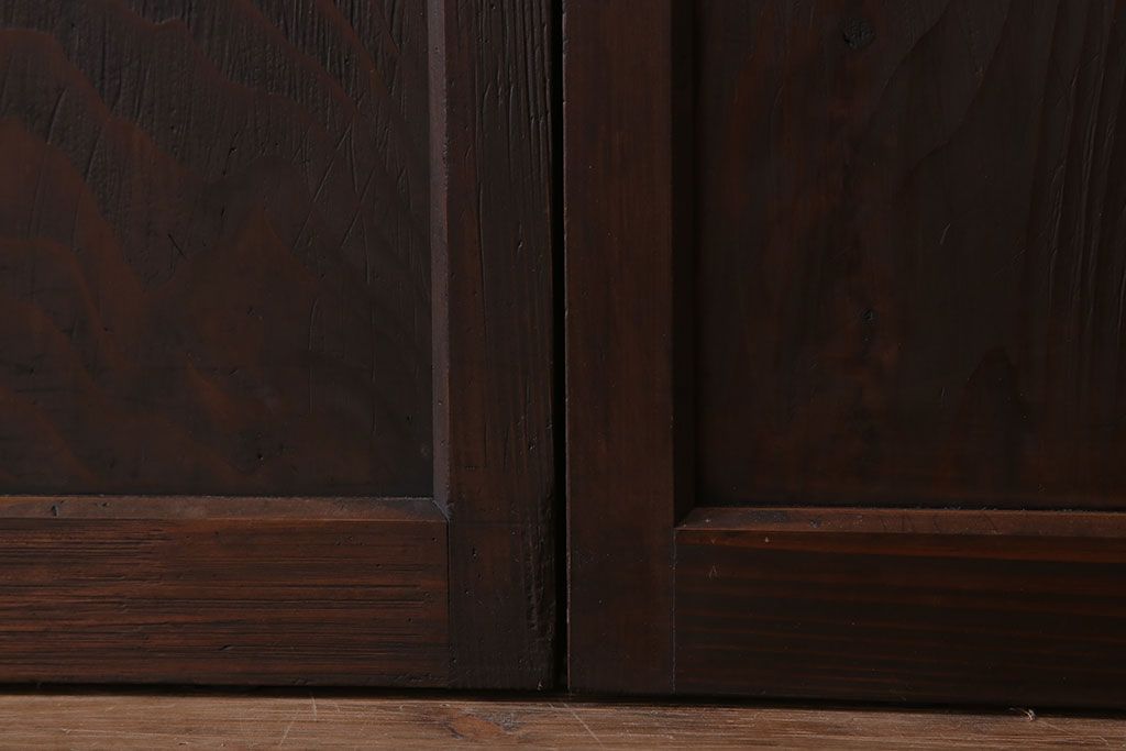 和製アンティーク　レトロな古い木のガラス戸4枚セット