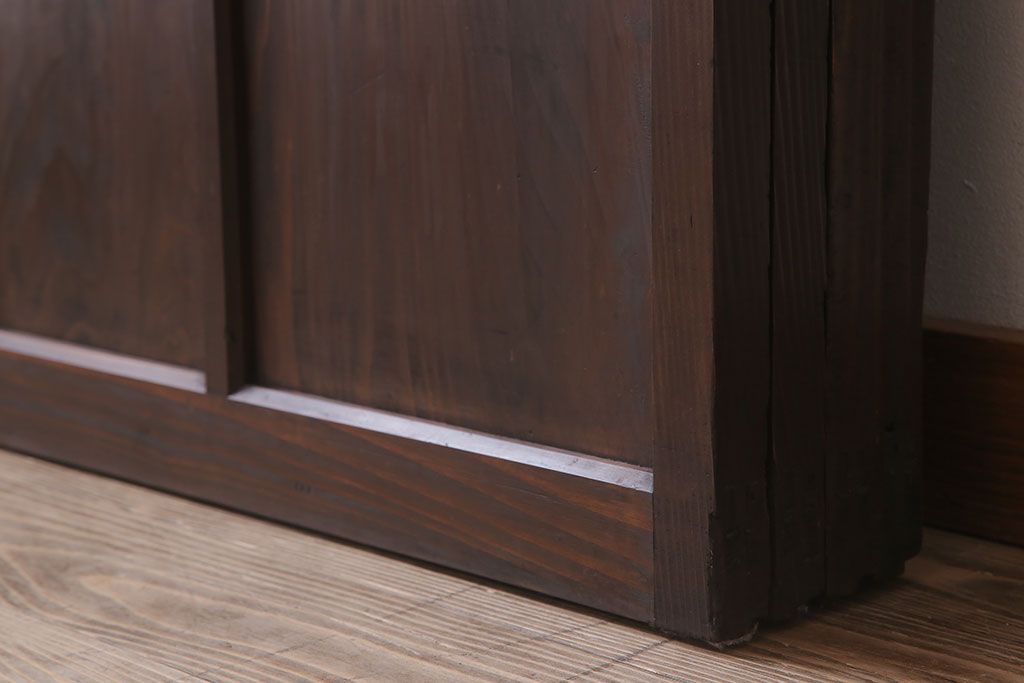 和製アンティーク　レトロな古い木のガラス戸4枚セット