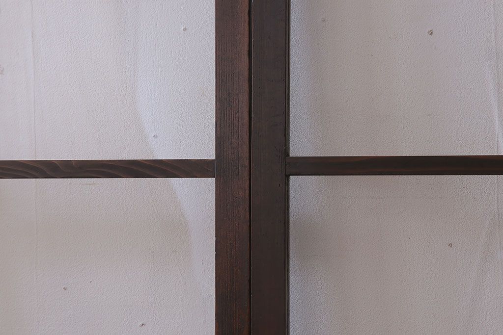 和製アンティーク　レトロな古い木のガラス戸4枚セット