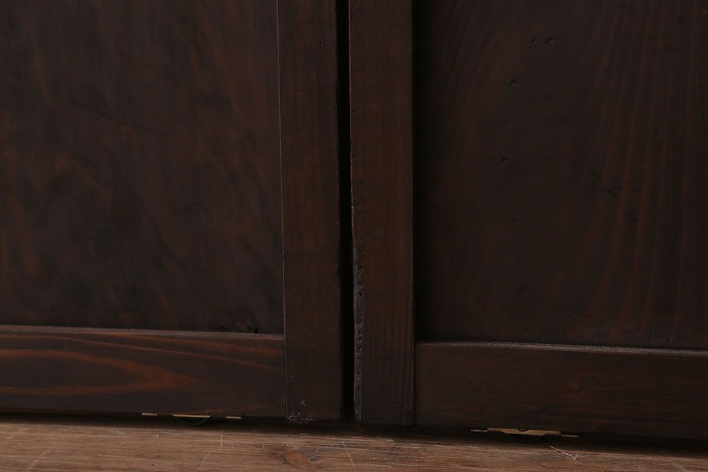 和製アンティーク　レトロな古い木のガラス戸4枚セット