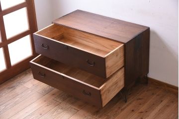 アンティーク家具　鉄脚付き!古い桐箪笥ローボード(2)