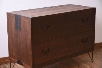 アンティーク家具　鉄脚付き!古い桐箪笥ローボード(2)
