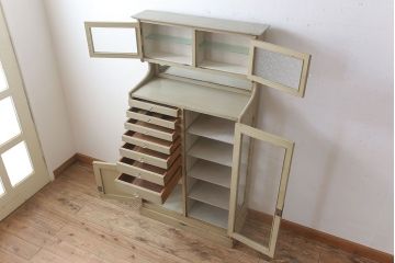 アンティーク家具　オリジナルペイント　デンタルキャビネット(ケビント)