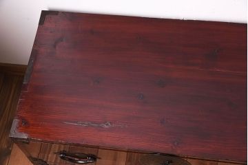 アンティーク家具　前面栗材!桜丸金具の時代箪笥ローボード(米沢箪笥・衣装箪笥)(1)