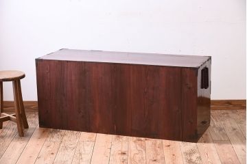 アンティーク家具　前面栗材!桜丸金具の時代箪笥ローボード(米沢箪笥・衣装箪笥)(1)