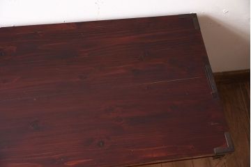 アンティーク家具　前面栗材!桜丸金具の時代箪笥ローボード(米沢箪笥・衣装箪笥)(2)