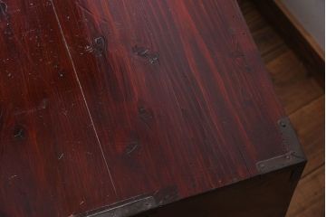 アンティーク家具　前面栗材!桜丸金具の時代箪笥ローボード(米沢箪笥・衣装箪笥)(2)