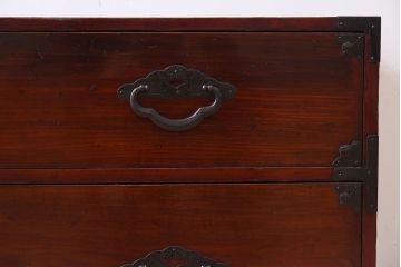 アンティーク家具　前面栗材!桜丸金具の時代箪笥ローボード(米沢箪笥・衣装箪笥)(2)