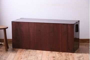 アンティーク家具　前面栗材!桜丸金具の時代箪笥ローボード(米沢箪笥・衣装箪笥)(2)