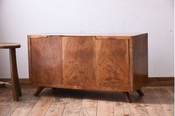 アンティーク家具　総欅材!木目が美しい和モダンな脚付きローボード