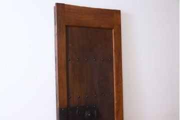 明治大正期　総欅材!鏡板一枚板のアンティーク幅狭蔵戸(玄関戸)