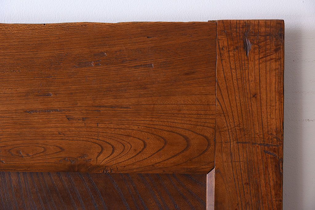 明治大正期　総欅材!鏡板一枚板のアンティーク幅狭蔵戸(玄関戸)