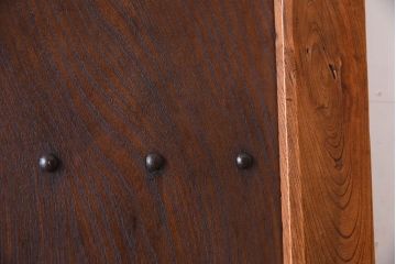 明治大正期　総欅材!鏡板一枚板のアンティーク幅狭蔵戸(玄関戸)