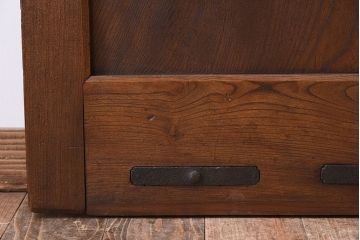 明治大正期　総欅材!鏡板一枚板のアンティーク幅狭蔵戸(玄関戸)