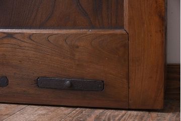 明治大正期　総欅材!鏡板一枚板のアンティーク幅狭蔵戸(玄関戸)