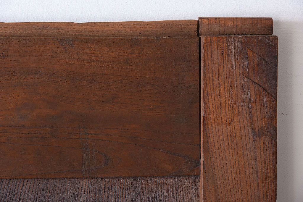 明治大正期　総欅材!鏡板一枚板のアンティーク幅狭蔵戸(玄関戸)