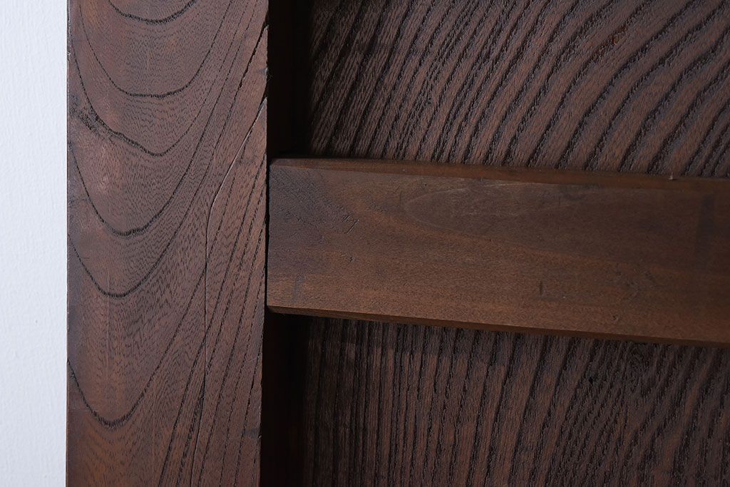 明治大正期　総欅材!鏡板一枚板のアンティーク幅狭蔵戸(玄関戸)