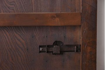 明治大正期　総欅材!鏡板一枚板のアンティーク幅狭蔵戸(玄関戸)