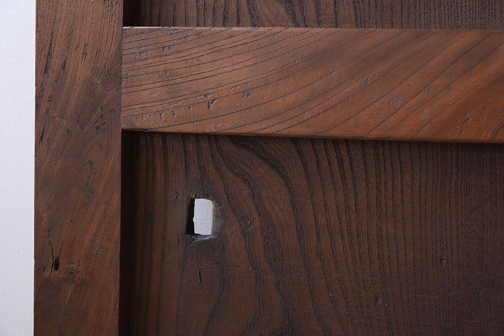 明治大正期　総欅材!鏡板一枚板のアンティーク幅狭蔵戸(玄関戸)