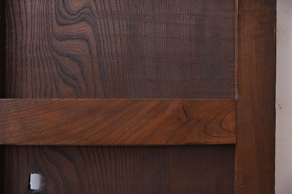 明治大正期　総欅材!鏡板一枚板のアンティーク幅狭蔵戸(玄関戸)