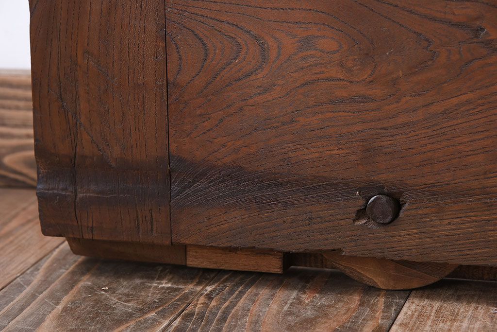 明治大正期　総欅材!鏡板一枚板のアンティーク幅狭蔵戸(玄関戸)