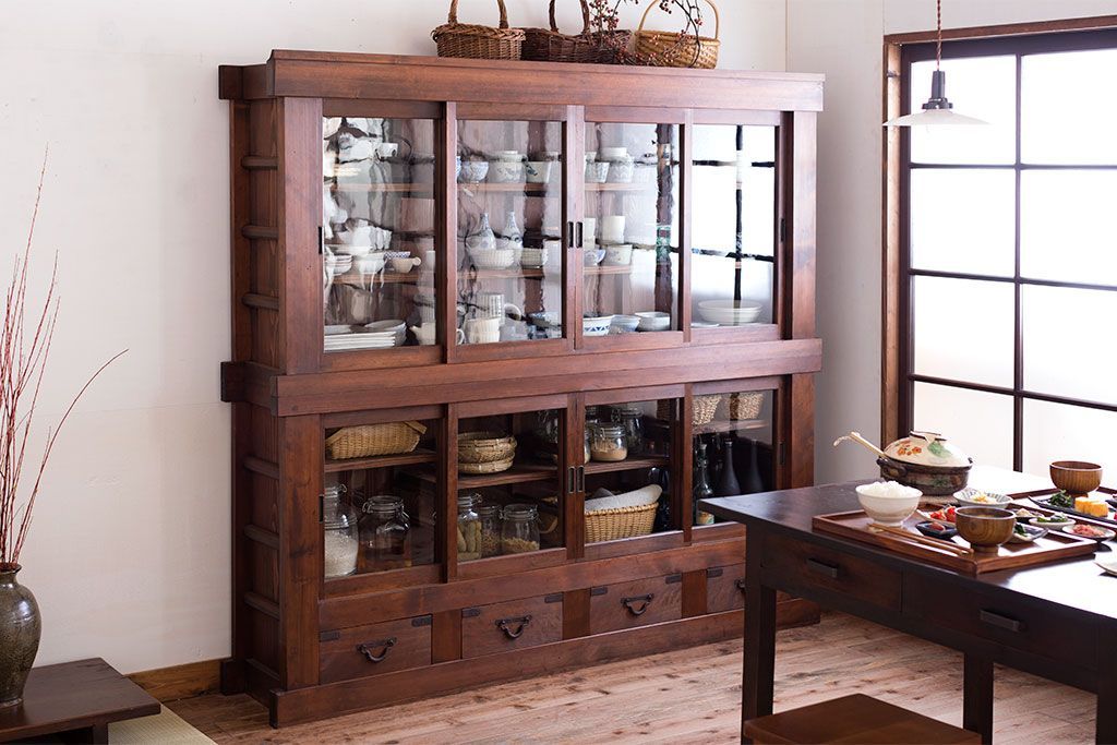 アンティーク家具　明治大正期　アンティーク　二段重ね関西収納棚