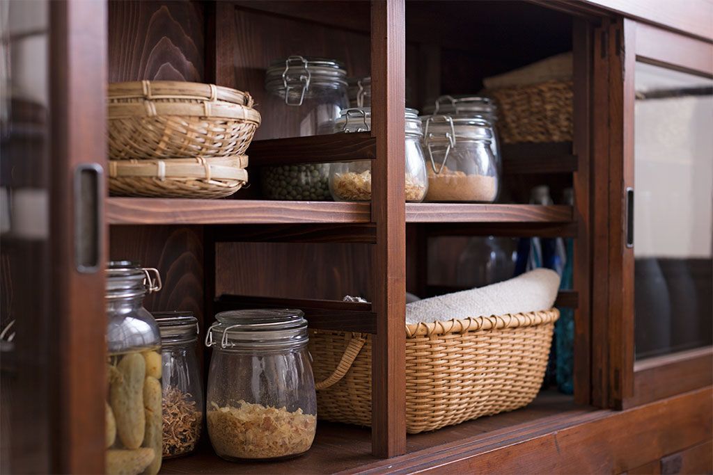 アンティーク家具　明治大正期　アンティーク　二段重ね関西収納棚