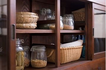 アンティーク家具　明治大正期　アンティーク　二段重ね関西収納棚