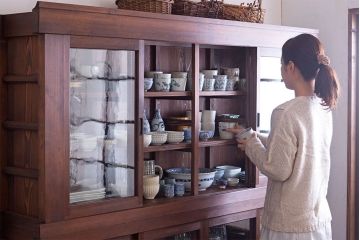 アンティーク家具　明治大正期　アンティーク　二段重ね関西収納棚