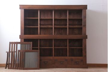 アンティーク家具　明治大正期　アンティーク　二段重ね関西収納棚